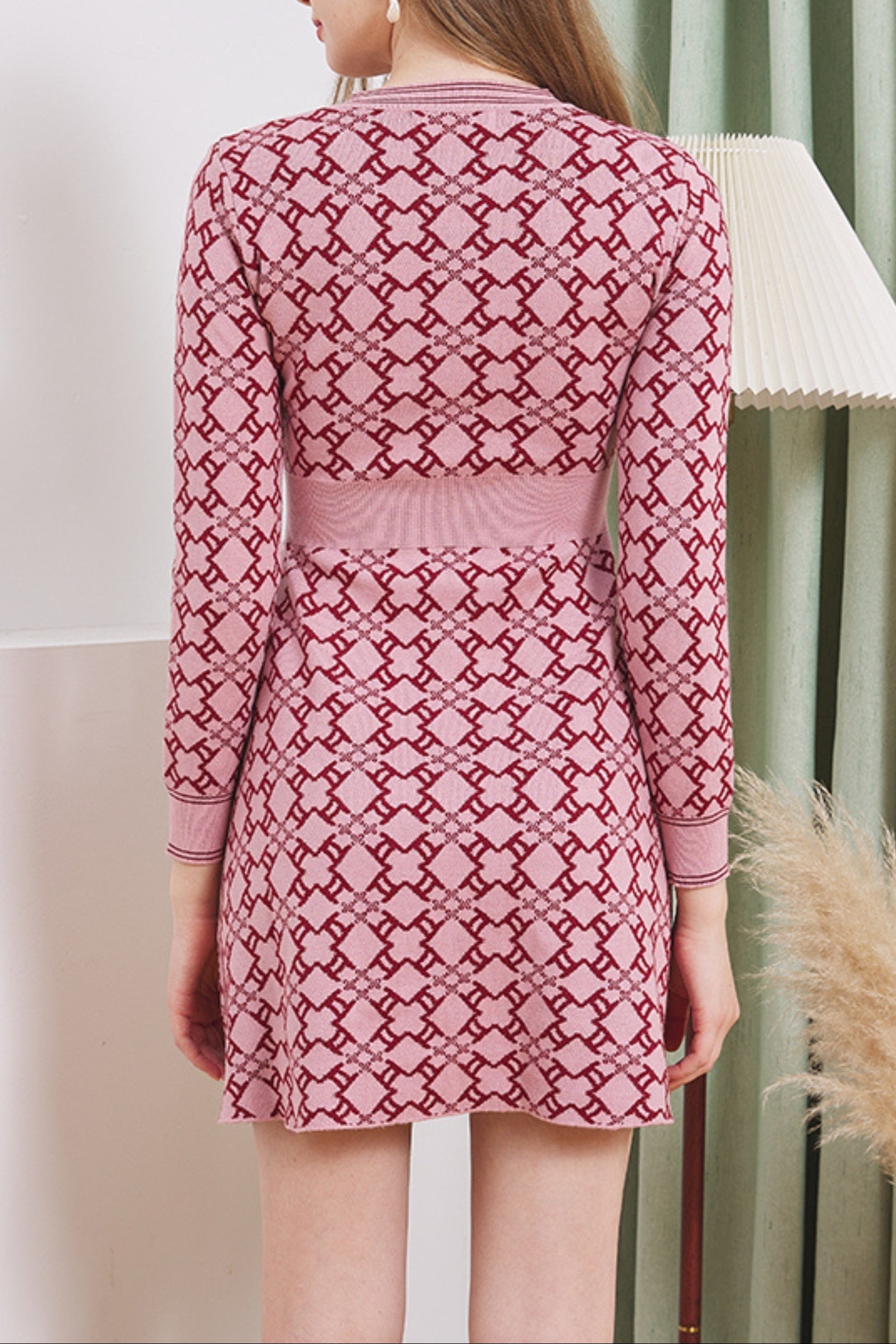 Knit A-line mini dress in pink