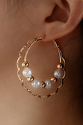 Double Layer Pearl Hoop Earrings