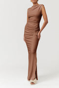 VEGA RUCHED FRONT MIDI DRESS