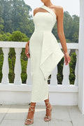 bandage split midi dress in white