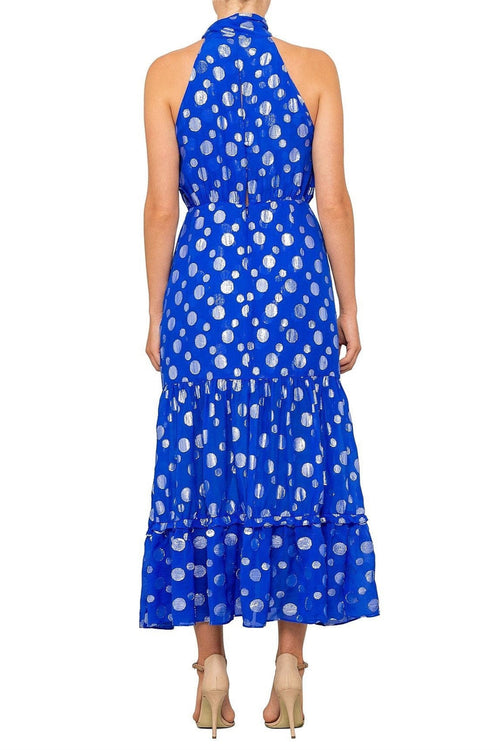 ELEANOR HALTER METALLIC midi DRESS