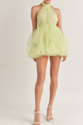 Sabina Backless Halter Mini Dress - Tulle Party Dress