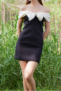 Black Bow Mini Dress - Classic Party Dress with Bow Accent