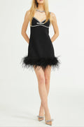 Clémence embellished feather-trim mini dress
