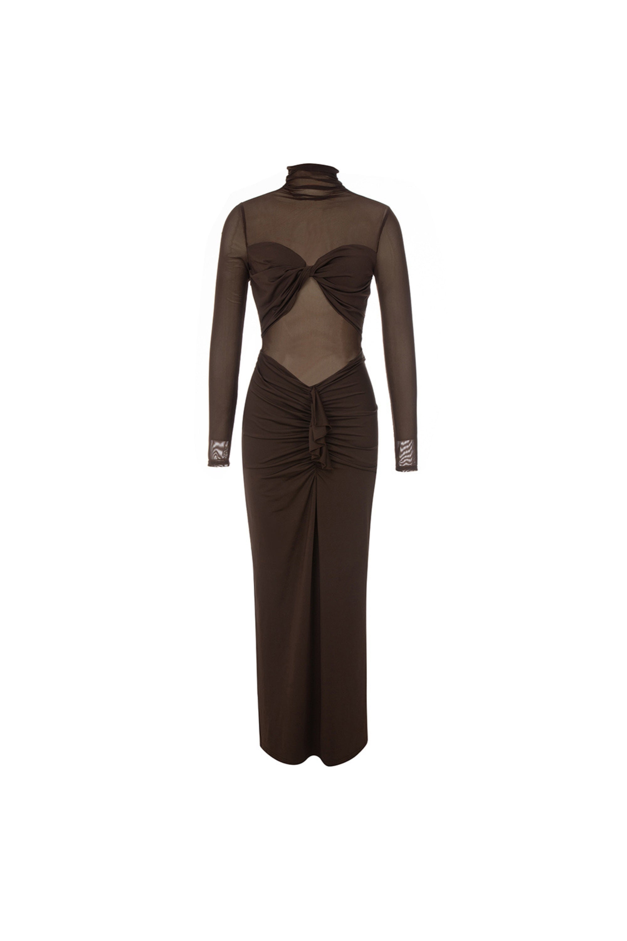 long sleeve split maxi dress