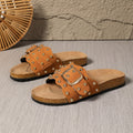 Cognac Rivet Slide Sandals