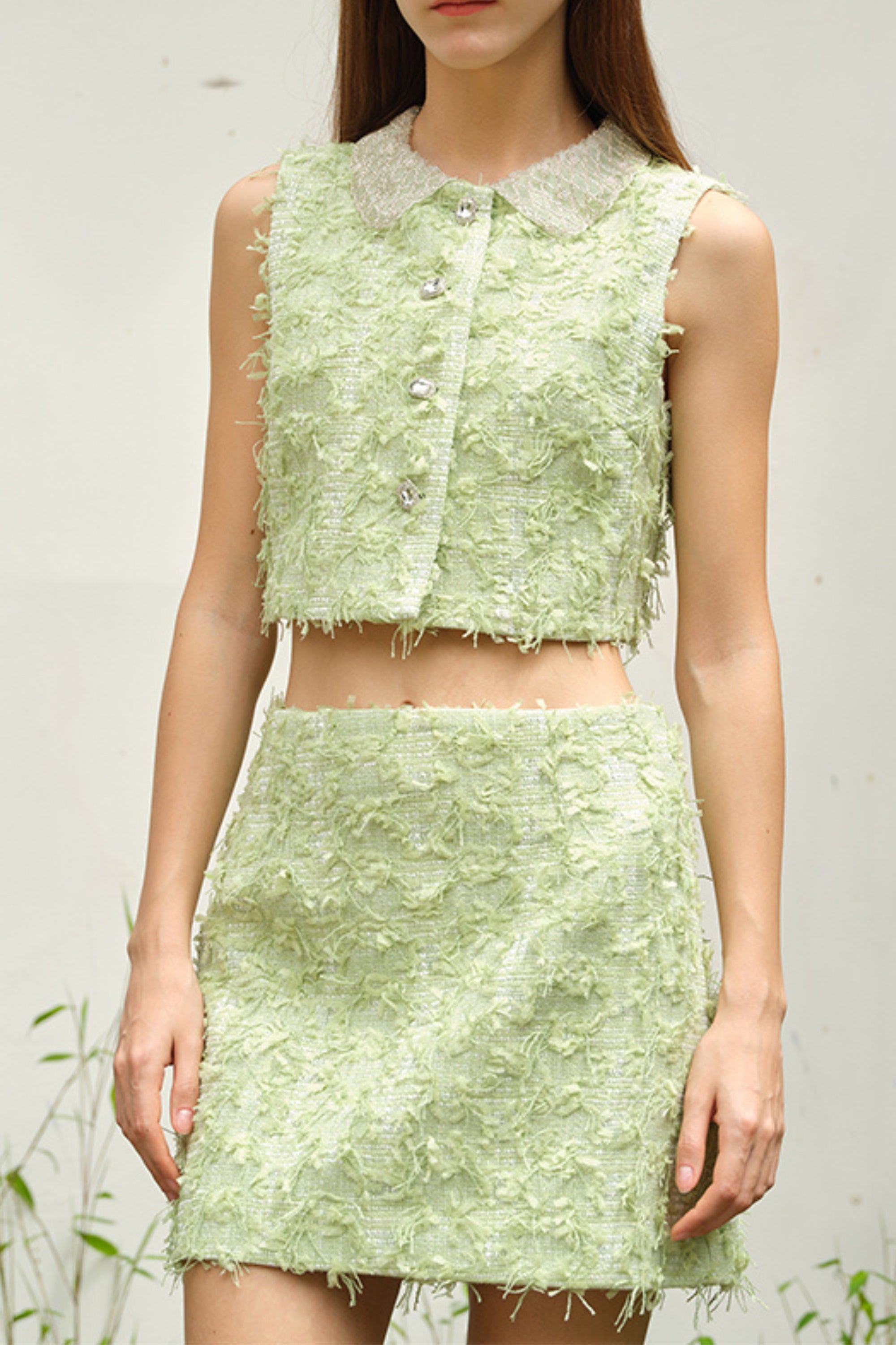 Green Mini Dress Set - Two Piece Party Outfit