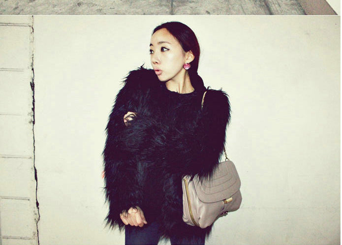 victoria faux fur coat in gray