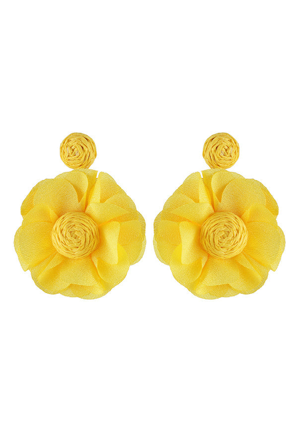 Bohemian Resort Style Fabric Flower Earrings
