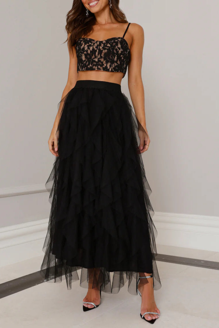 Lace Tulle Set in Black