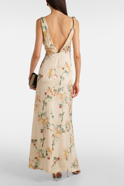 FLORAL DRAPED MAXI DRESS