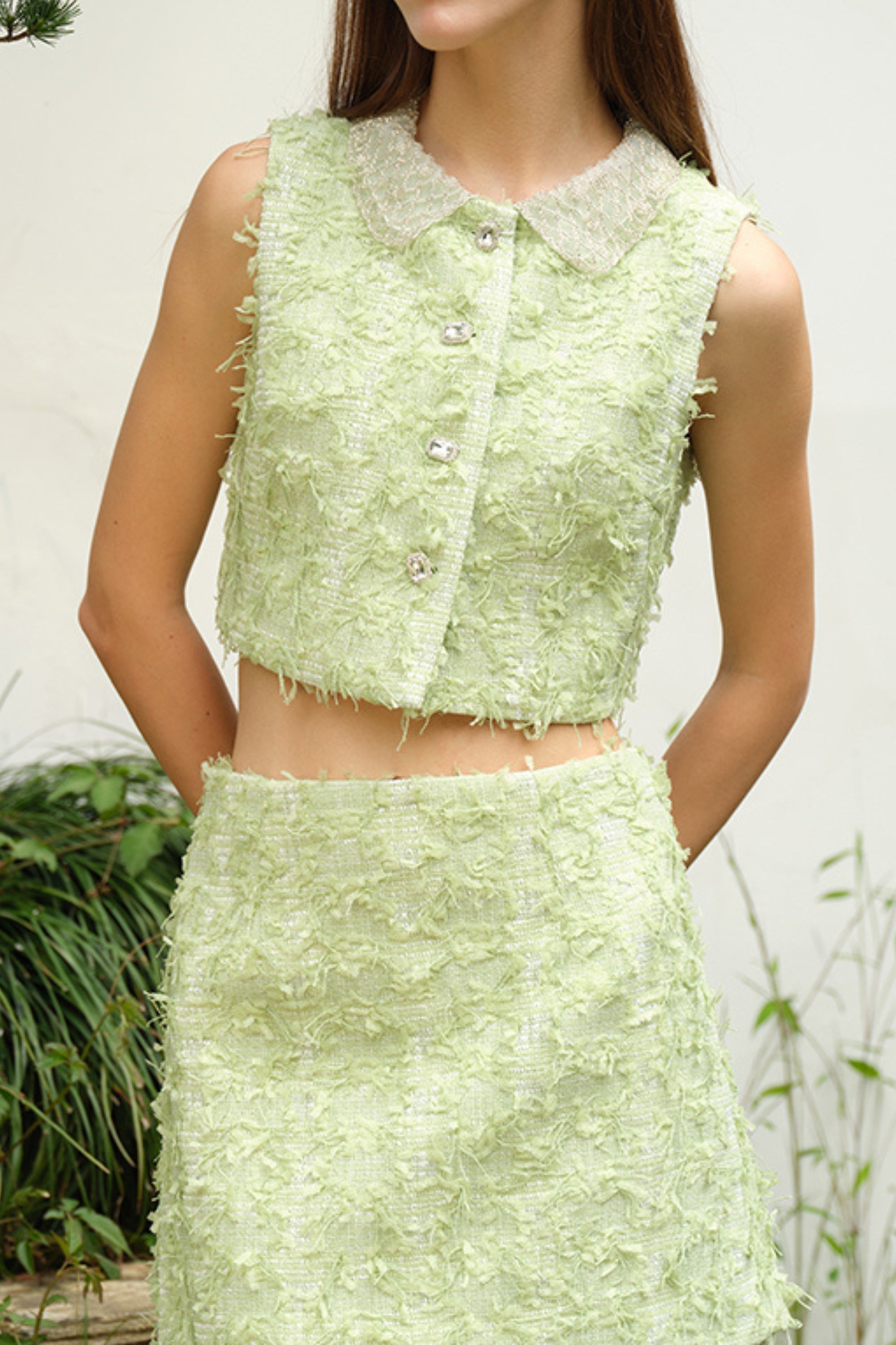 Green Mini Dress Set - Two Piece Party Outfit