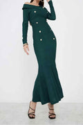 Mermaid long sleeve maxi dress in green