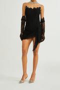 Sylvie black faux-pearl embellished dress
