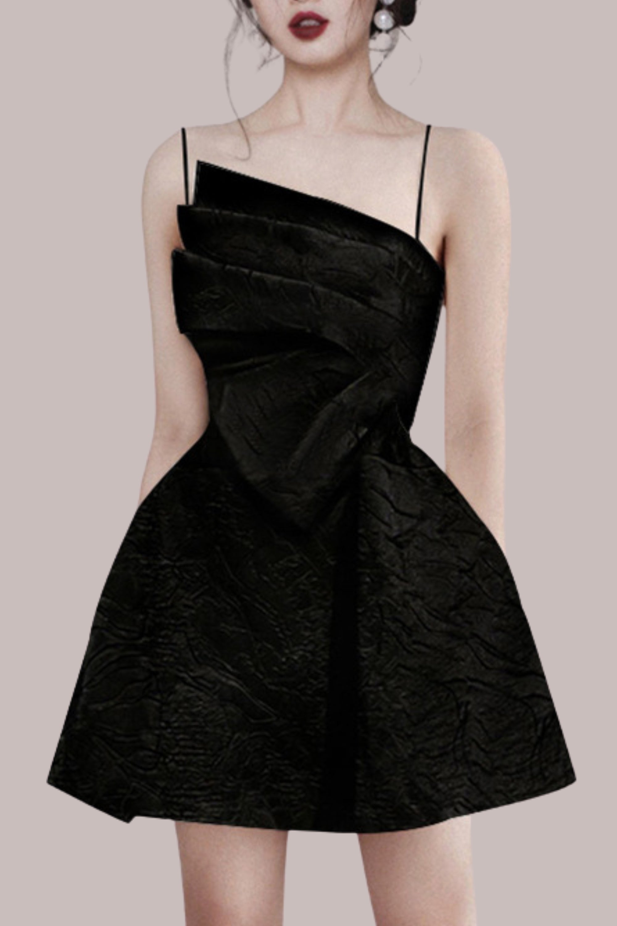 STRAPY HEM MINI DRESS IN BLACK