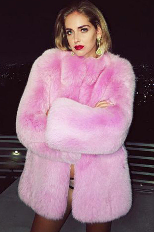 Warm Plus Size Midi Rabbit Fur Coat