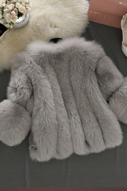 long-sleeved thickened imitation fur coat