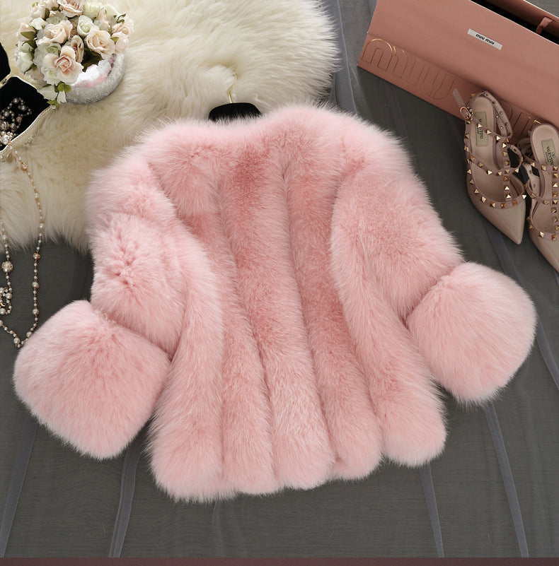 long-sleeved thickened imitation fur coat
