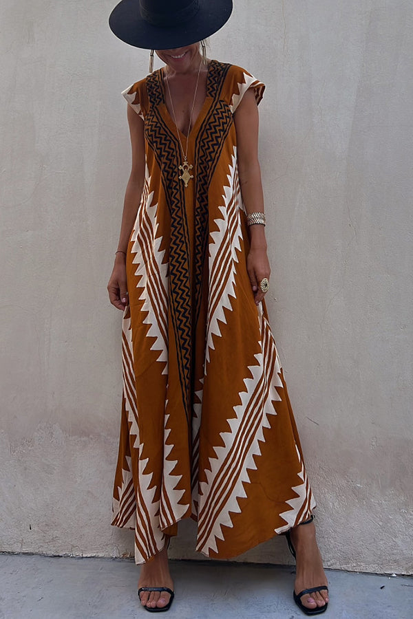 charlotte Ethnic Print A-line Maxi Dress