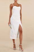 White Bustier Tulip Midi Dress