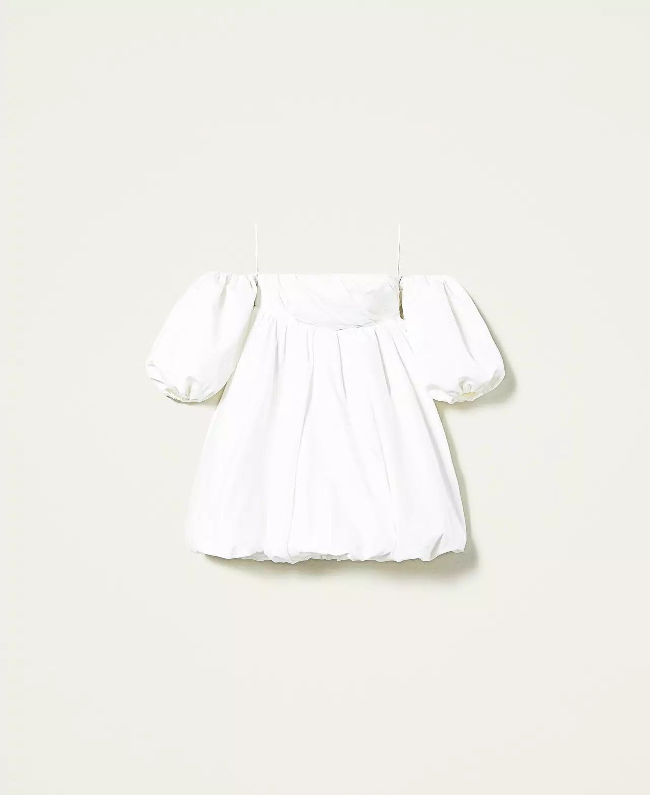 puff sleeve duchesse  mini dress in white