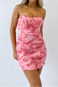 beverly Floral embellished Mini Dress in pink
