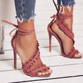 Cross Bandage Thin Heel Ruffle Sandals