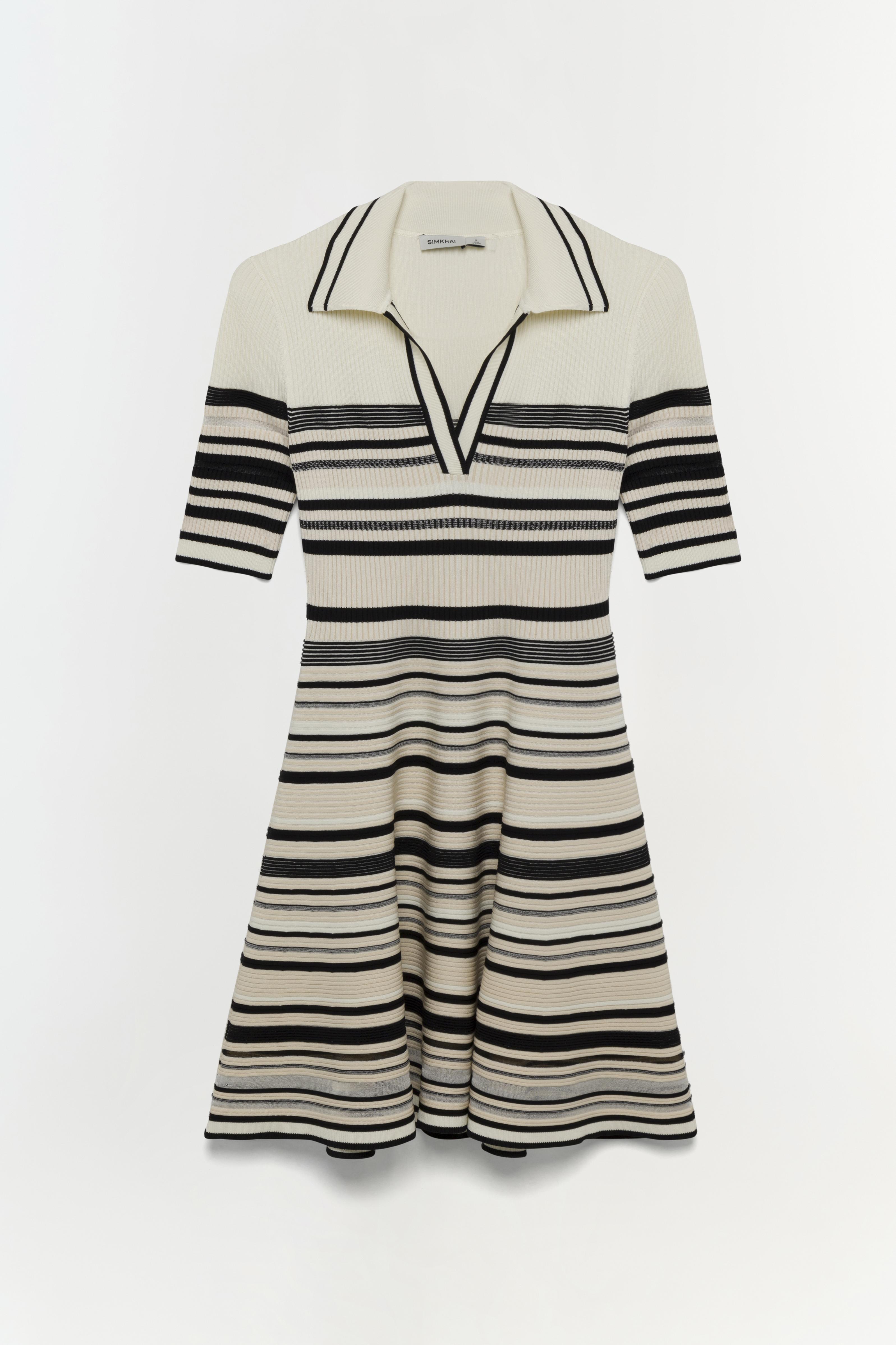 Dessie striped knitted Mini Dress in Black Stripe