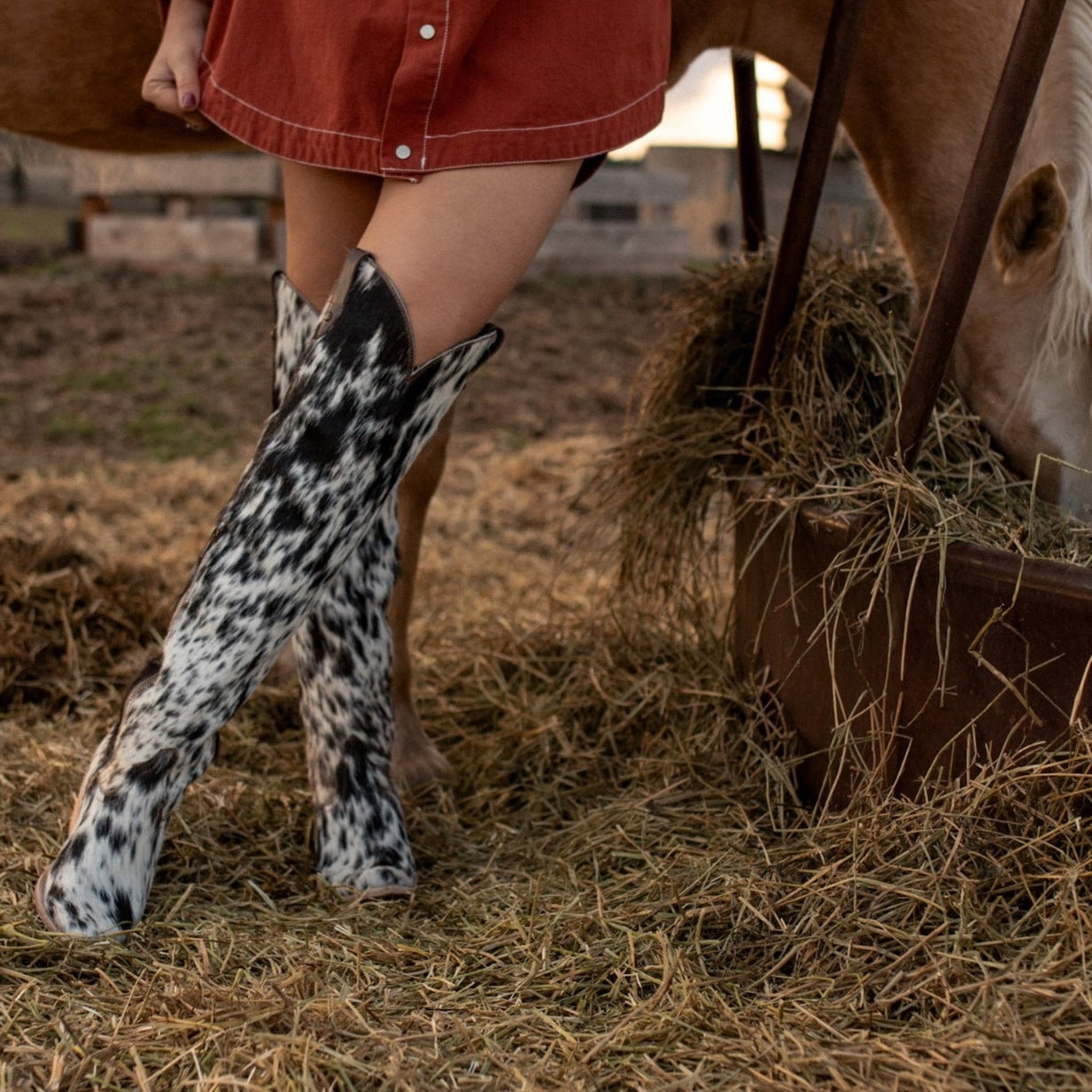 leopard print imitation horsehair knight boots Western cowboy boots