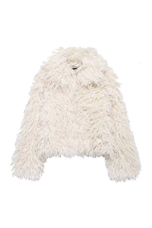 Fur Faux Wool Long Sleeve Jacket