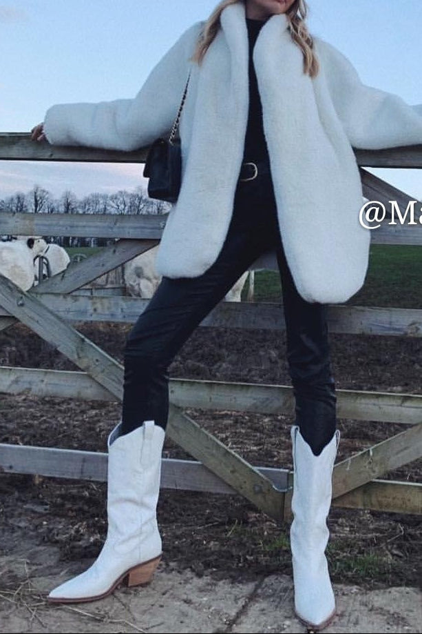 wendy white imitation fur coat