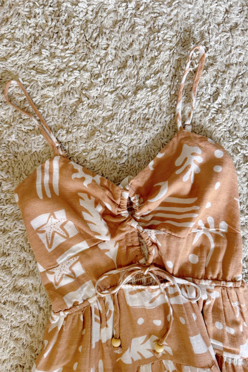 cut-out beaded lace-up yarn slip dress