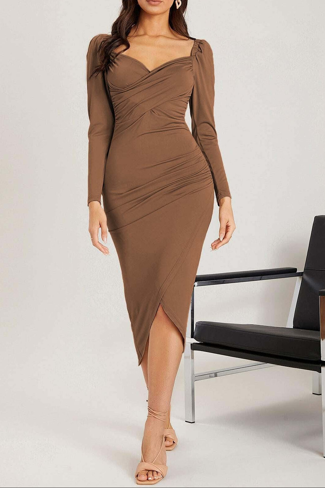alice brown V-neck midi dress