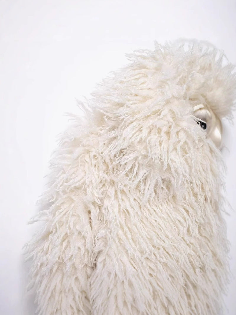 Fur Faux Wool Long Sleeve Jacket