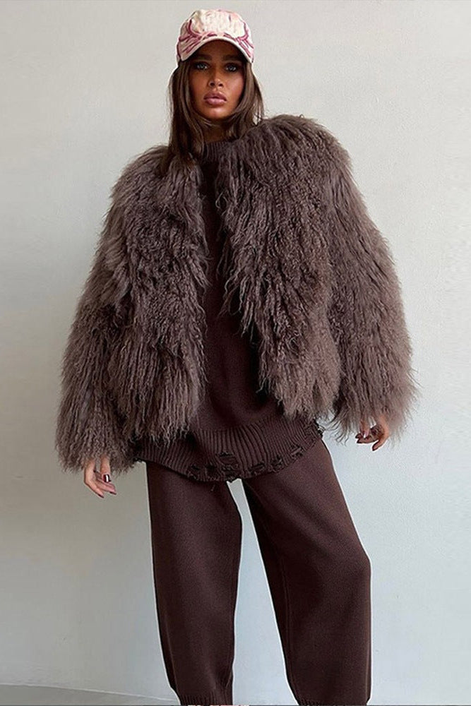 jacket short imitation fur