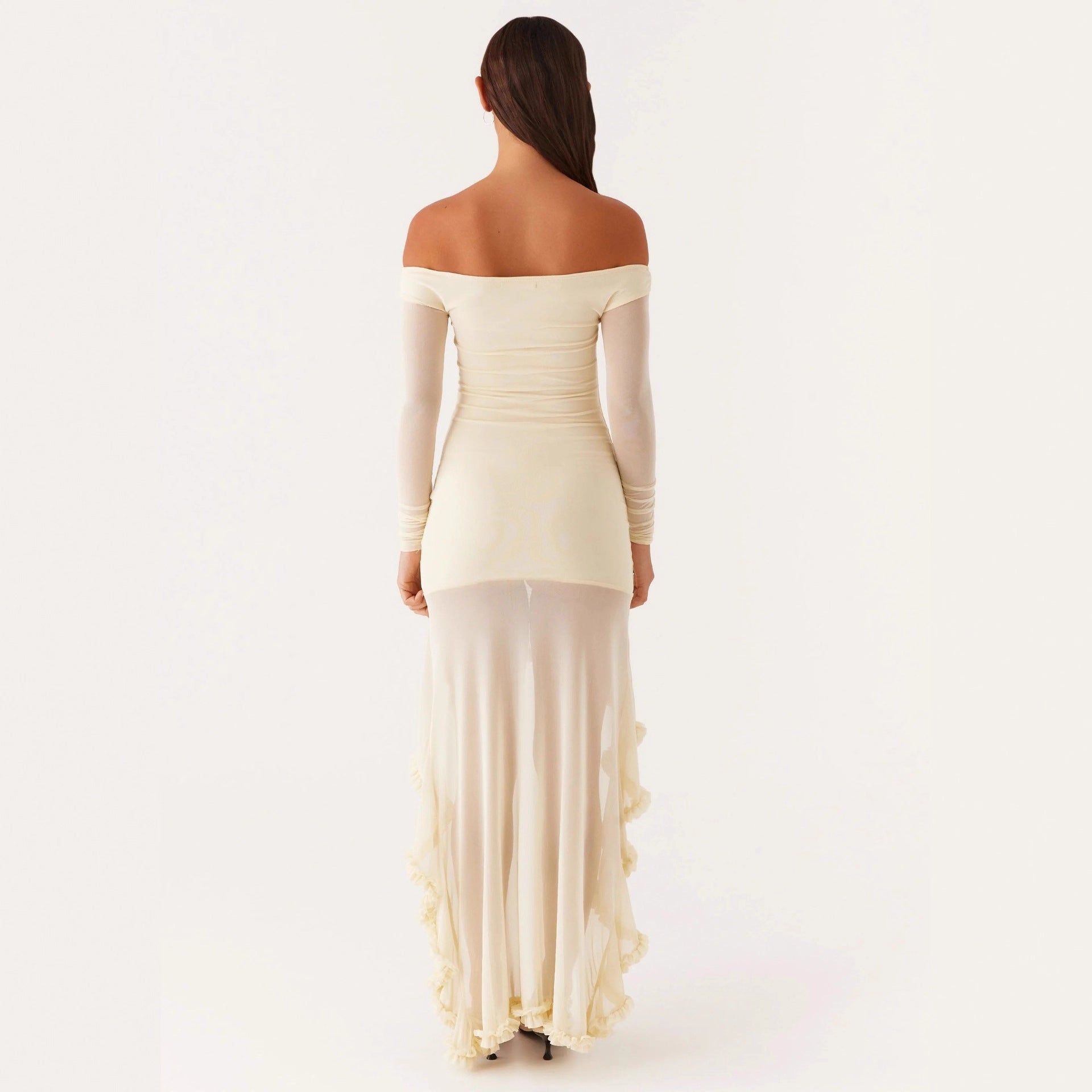 pleated splicing irregular one-shoulder dress