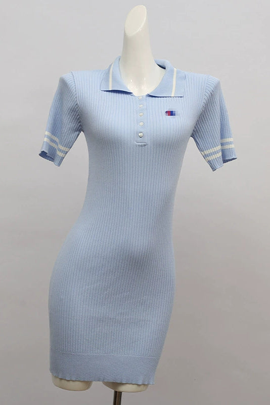 knitted short-sleeved hip-hugging dresses