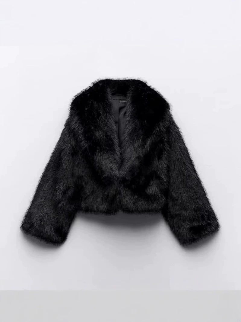 fox fur imitation fur cropped jacket
