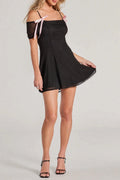 bow ribbon off-the-shoulder camisole mini dress