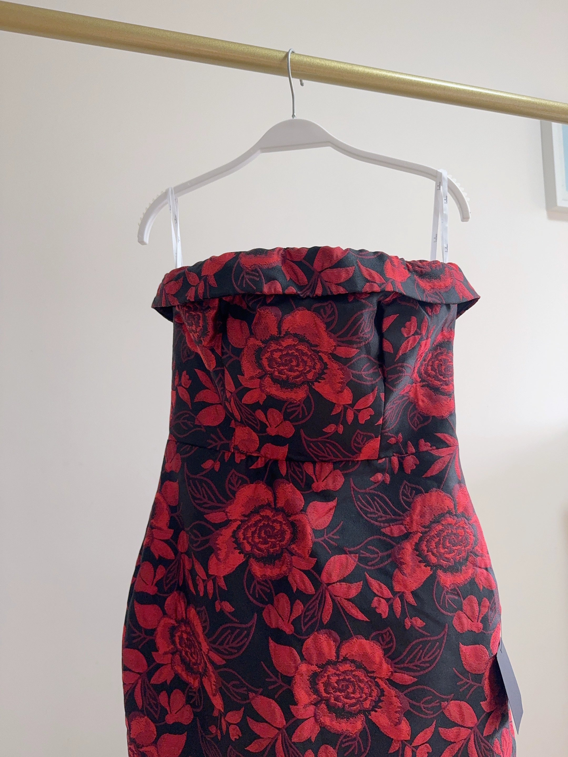 burgundy vintage embossed flower midi dress
