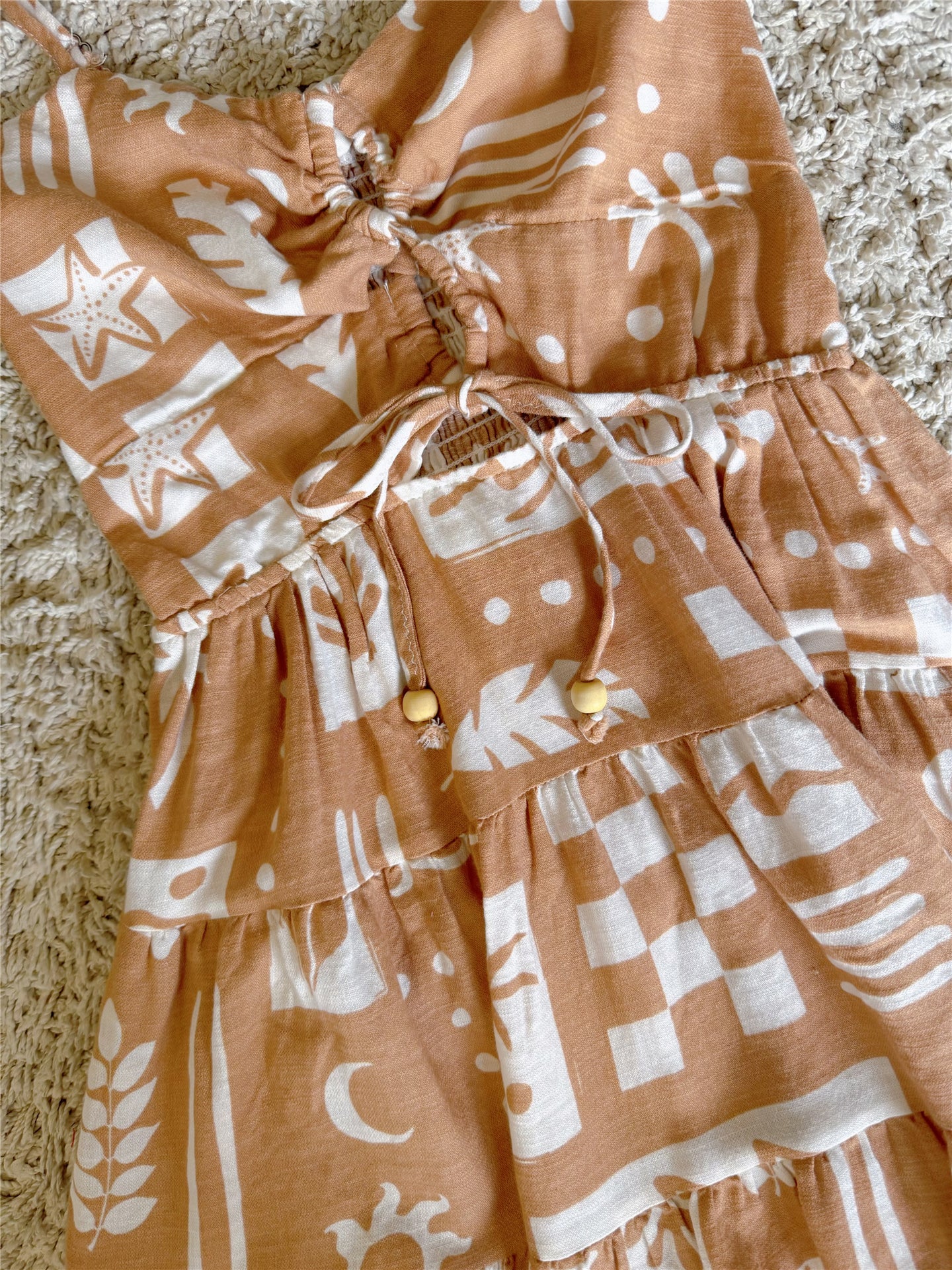 cut-out beaded lace-up yarn slip dress