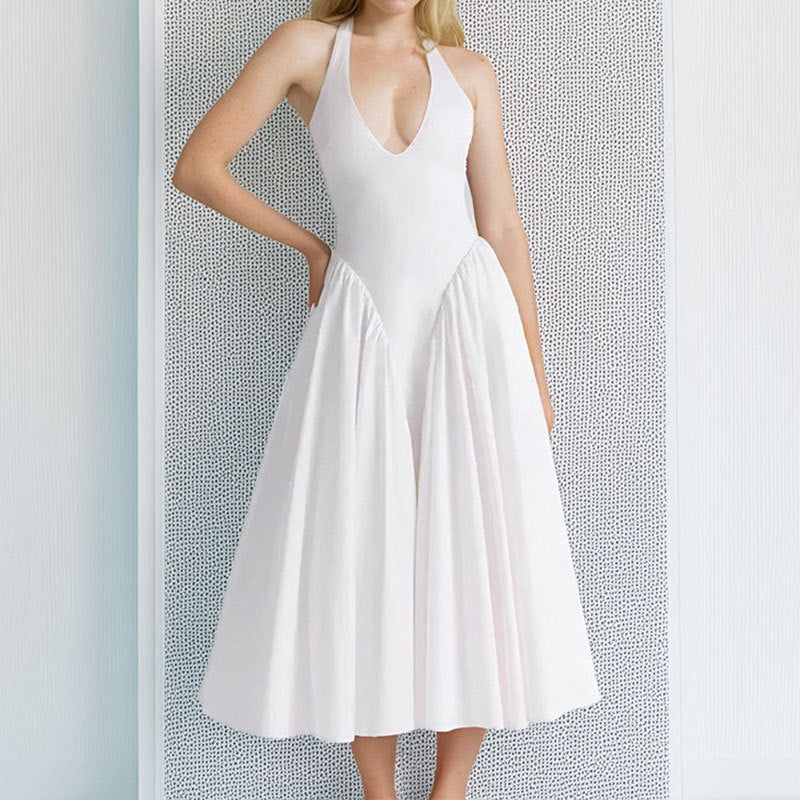 White V-neck spaghetti strap dress