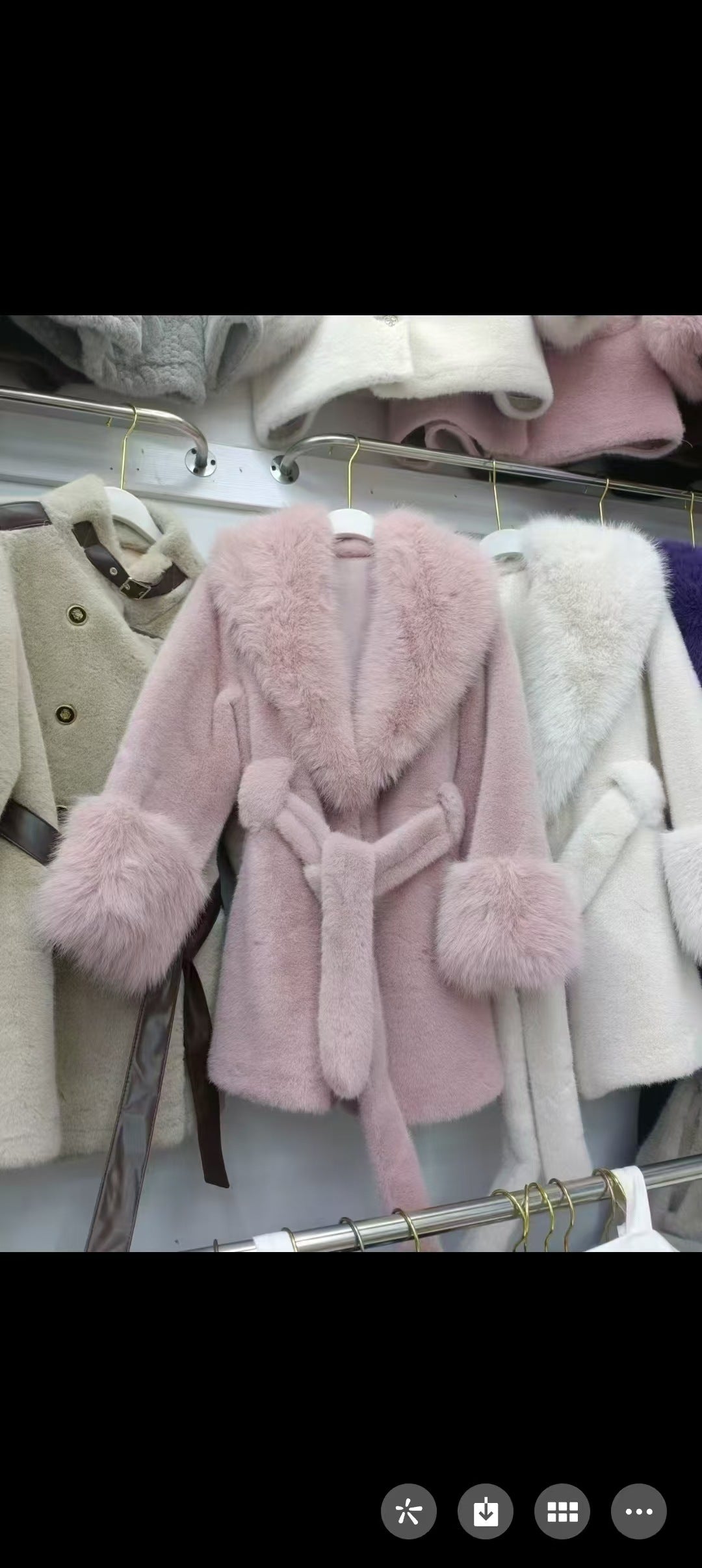 Big Fur Collar Long Mink Faux Fox Coat