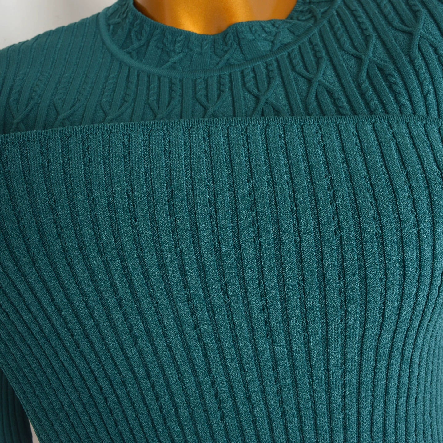 green thread knitted midi dresses