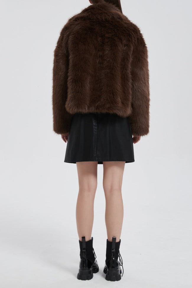 imitation fox fur short fur coat
