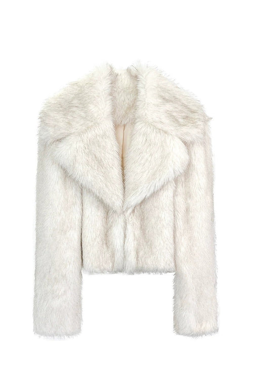 faux wool suit collar imitation fur cropped coat