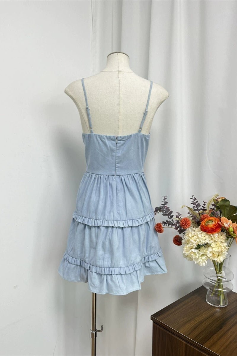 light blue slim slip dress