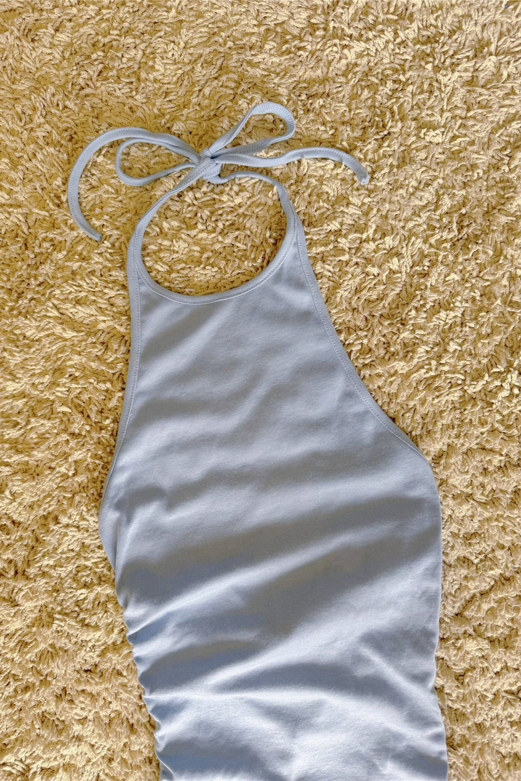slim thread halterneck lace-up backless hip dress
