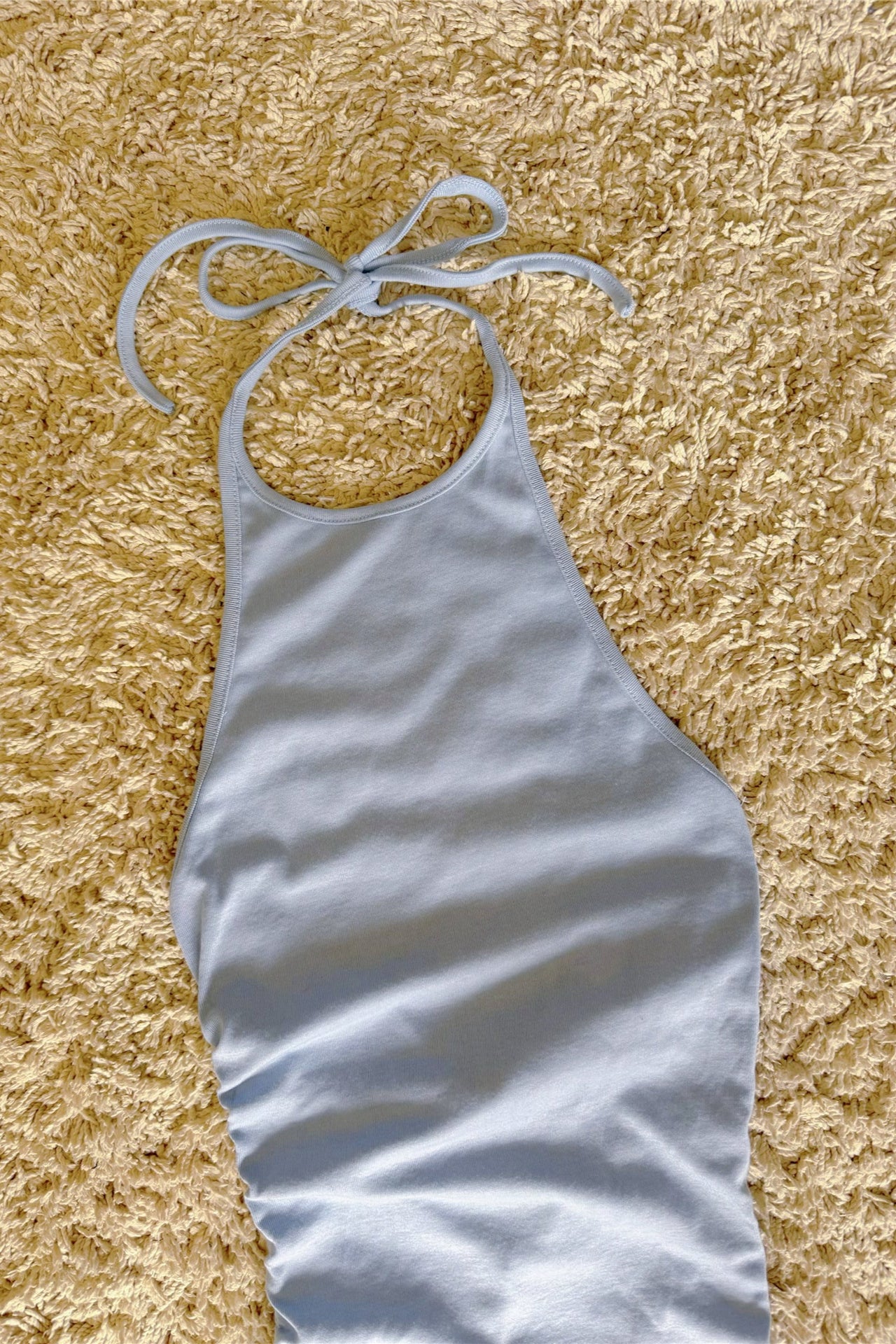 slim thread halterneck lace-up backless hip dress