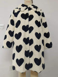 Heart-shaped faux fur thick long coat